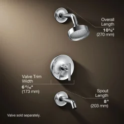 Rite-Temp® bath and shower trim kit with push-button diverter and lever handle, 2.5 gpm