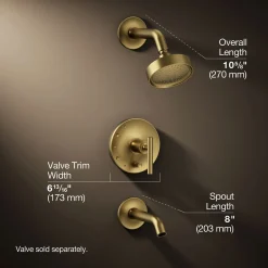 Rite-Temp® bath and shower trim kit with push-button diverter and lever handle, 2.5 gpm