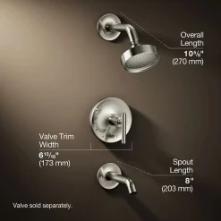 Rite-Temp® bath and shower trim kit with push-button diverter and lever handle, 2.5 gpm