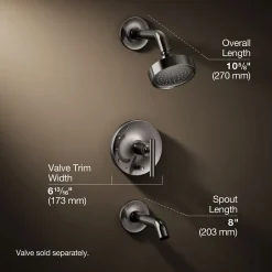 Rite-Temp® bath and shower trim kit with push-button diverter and lever handle, 2.5 gpm