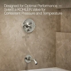 Rite-Temp® bath and shower trim kit with push-button diverter and cross handle, without showerhead