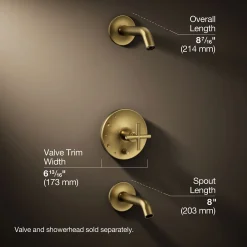 Rite-Temp® bath and shower trim kit with push-button diverter and cross handle, without showerhead