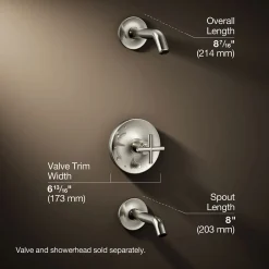 Rite-Temp® bath and shower trim kit with push-button diverter and cross handle, without showerhead