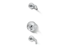 Rite-Temp® bath and shower trim kit with push-button diverter and cross handle, without showerhead