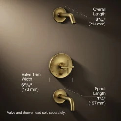Rite-Temp® bath and shower trim kit with push-button diverter and cross handle, without showerhead