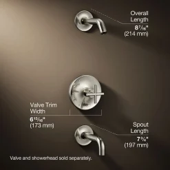 Rite-Temp® bath and shower trim kit with push-button diverter and cross handle, without showerhead