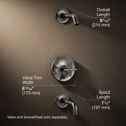Rite-Temp® bath and shower trim kit with push-button diverter and cross handle, without showerhead