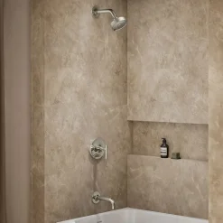 Rite-Temp® bath and shower trim kit with push-button diverter and lever handle, without showerhead