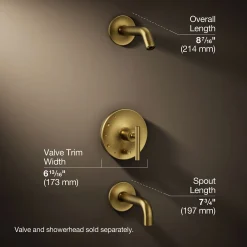 Rite-Temp® bath and shower trim kit with push-button diverter and lever handle, without showerhead