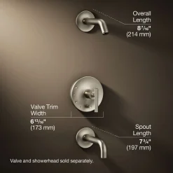 Rite-Temp® bath and shower trim kit with push-button diverter and lever handle, without showerhead