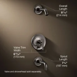 Rite-Temp® bath and shower trim kit with push-button diverter and lever handle, without showerhead