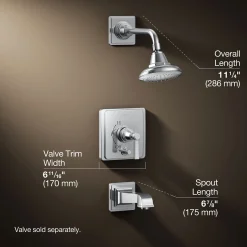 Rite-Temp® bath and shower trim kit with push-button diverter and lever handle, 2.5 gpm