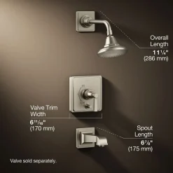 Rite-Temp® bath and shower trim kit with push-button diverter and lever handle, 2.5 gpm