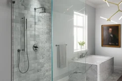 Rite-Temp® valve trim with push-button diverter and lever handle