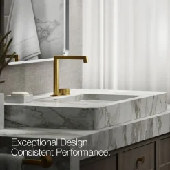 Rocker bathroom sink faucet handle