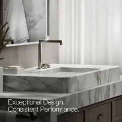 Rocker bathroom sink faucet handle