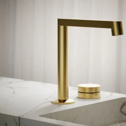 Rocker bathroom sink faucet handle
