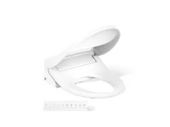 Round-front bidet toilet seat with remote control
