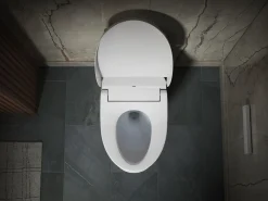 Round-front bidet toilet seat with remote control