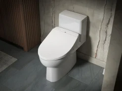 Round-front bidet toilet seat with remote control