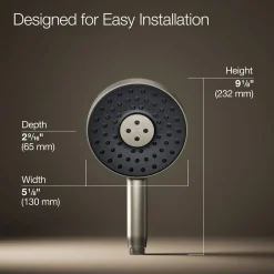 Round three-function handshower, 1.75 gpm