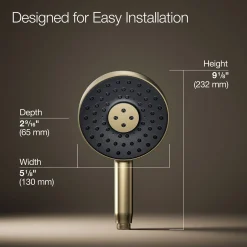 Round three-function handshower, 2.5 gpm