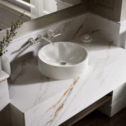 16-1/4" round vessel bathroom sink, no overflow
