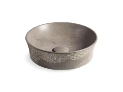 16" round vessel bathroom sink, no overflow