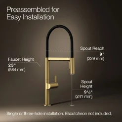 Semi-professional kitchen sink faucet with two-function sprayhead