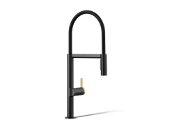 Semi-professional kitchen sink faucet with two-function sprayhead