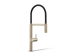 Semi-professional kitchen sink faucet with two-function sprayhead