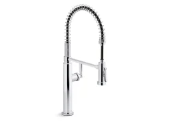 Semi-professional kitchen sink faucet with two-function sprayhead