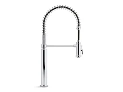 Semi-professional kitchen sink faucet with two-function sprayhead