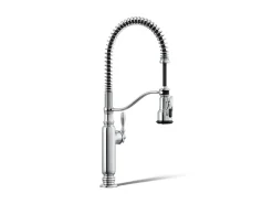 Semi-professional kitchen sink faucet with three-function sprayhead
