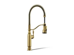 Semi-professional kitchen sink faucet with three-function sprayhead