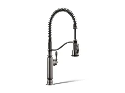 Semi-professional kitchen sink faucet with three-function sprayhead