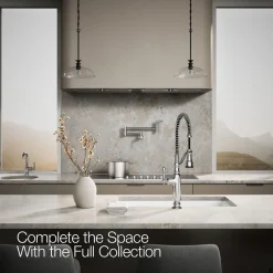 Semi-professional kitchen sink faucet with three-function sprayhead