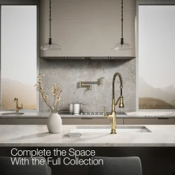 Semi-professional kitchen sink faucet with three-function sprayhead