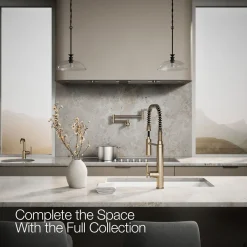 Semi-professional kitchen sink faucet with three-function sprayhead