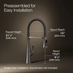 Semi-professional kitchen sink faucet with three-function sprayhead