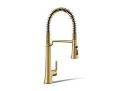 Semi-professional pull-down kitchen sink faucet with three-function sprayhead