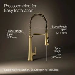 Semi-professional pull-down kitchen sink faucet with three-function sprayhead