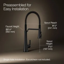 Semi-professional pull-down kitchen sink faucet with three-function sprayhead