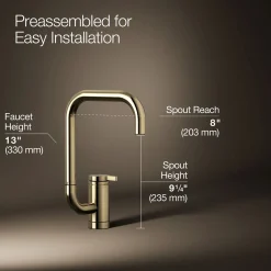 Single-handle bar sink faucet with two-function extended-reach spout