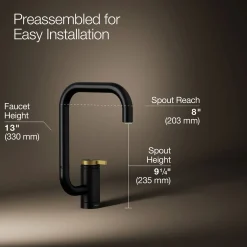 Single-handle bar sink faucet with two-function extended-reach spout