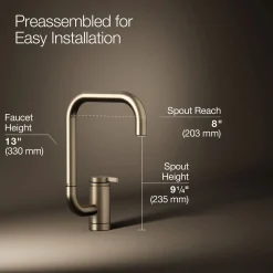 Single-handle bar sink faucet with two-function extended-reach spout