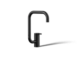Single-handle bar sink faucet with two-function extended-reach spout