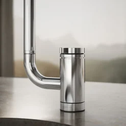Single-handle bar sink faucet with two-function extended-reach spout