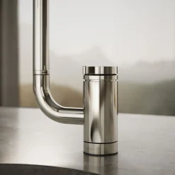 Single-handle bar sink faucet with two-function extended-reach spout