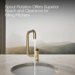 Single-handle bar sink faucet with two-function extended-reach spout